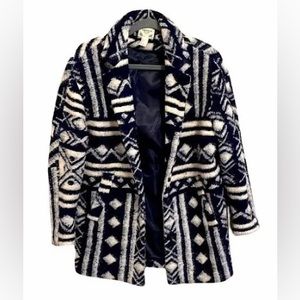 Forever 21 Navy and White Patterned Coat